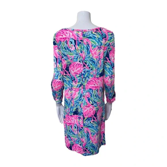 NWOT Lilly Pulitzer Linden T-Shirt Dress Flamingo Beach Size Medium - Picture 4 of 9
